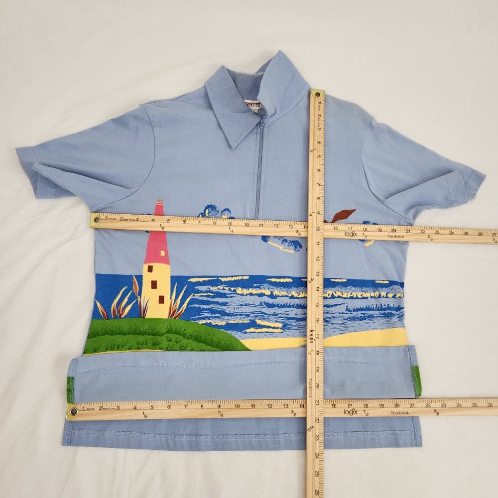 Vintage KAKTUS Fairy Artsy Blue Printed Novelty Set of Two T-Shirt/Skirt Size L. - Picture 7 of 16